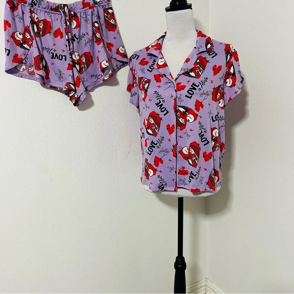 Disney The Nightmare Before Christmas Christmas Womens 2Piece Pajama Set Medium - Picture 2 of 11